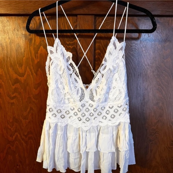Free People Women’s Adella Cami Lace Ruffled Tank Top Size XL - Picture 6 of 7